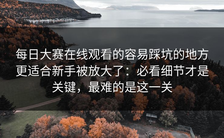 每日大赛在线观看的容易踩坑的地方更适合新手被放大了:必看细节才是关键,最难的是这一关 每日大赛在线观看的容易踩坑的地方更适合新手被放大了:必看细节才是关键,最难的是这一关