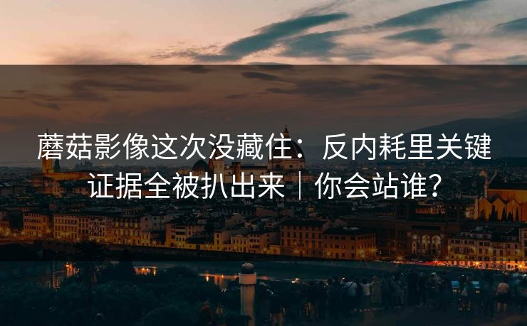 蘑菇影像这次没藏住:反内耗里关键证据全被扒出来|你会站谁? 蘑菇影像这次没藏住:反内耗里关键证据全被扒出来|你会站谁?