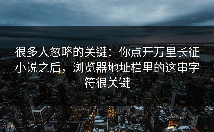 很多人忽略的关键:你点开万里长征小说之后,浏览器地址栏里的这串字符很关键 很多人忽略的关键:你点开万里长征小说之后,浏览器地址栏里的这串字符很关键